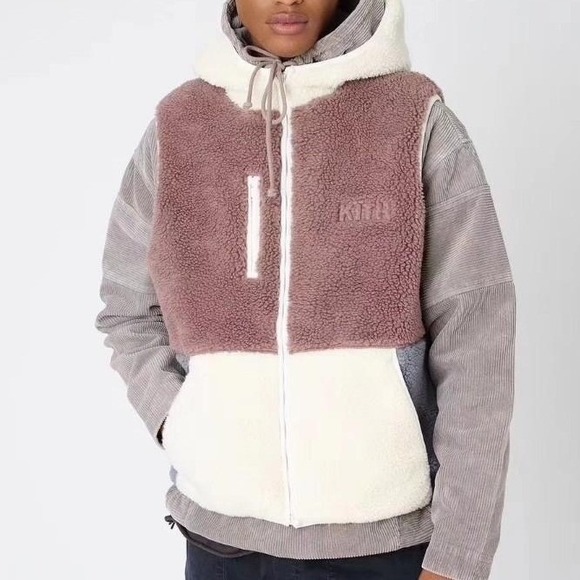 Kith Other - Kith Sherpa Vest Men's Hoodie Colorblock, Zip closure, Pockets, Lined Size Large